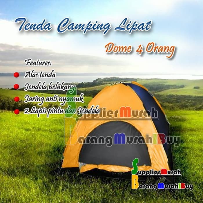 MURAH  Tenda Camping kemping dome Lipat 4 orang dengan alas tenda