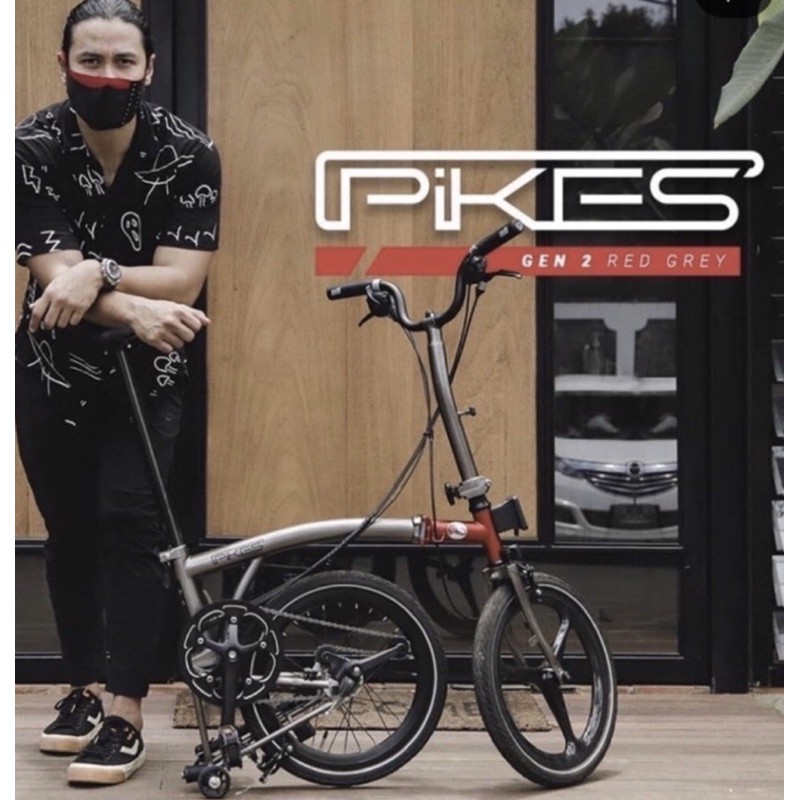 Sepeda Lipat Element Pikes GEN 2 CJ Grey Red Chicco Jerikho series 6 speed (3x2)Bonus Tas Helm Toolkit SNI-4