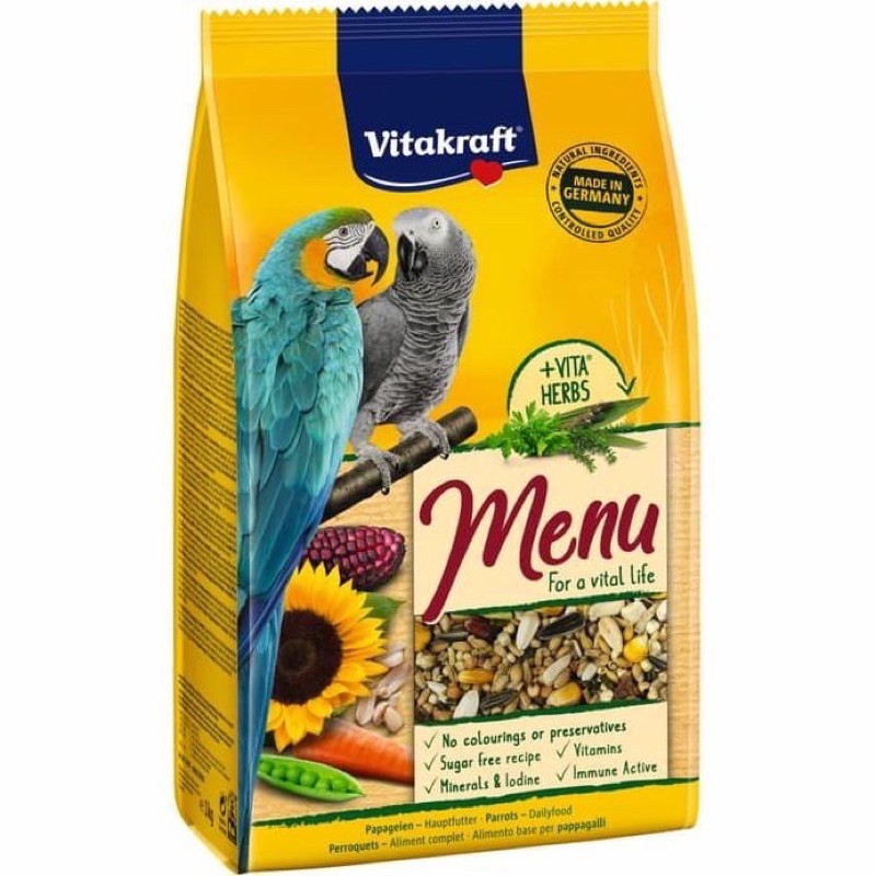 VITAKRAFT PREMIUM MENU FOR PARROT/MAKANAN BURUNG KAKAK TUA - 1 KG