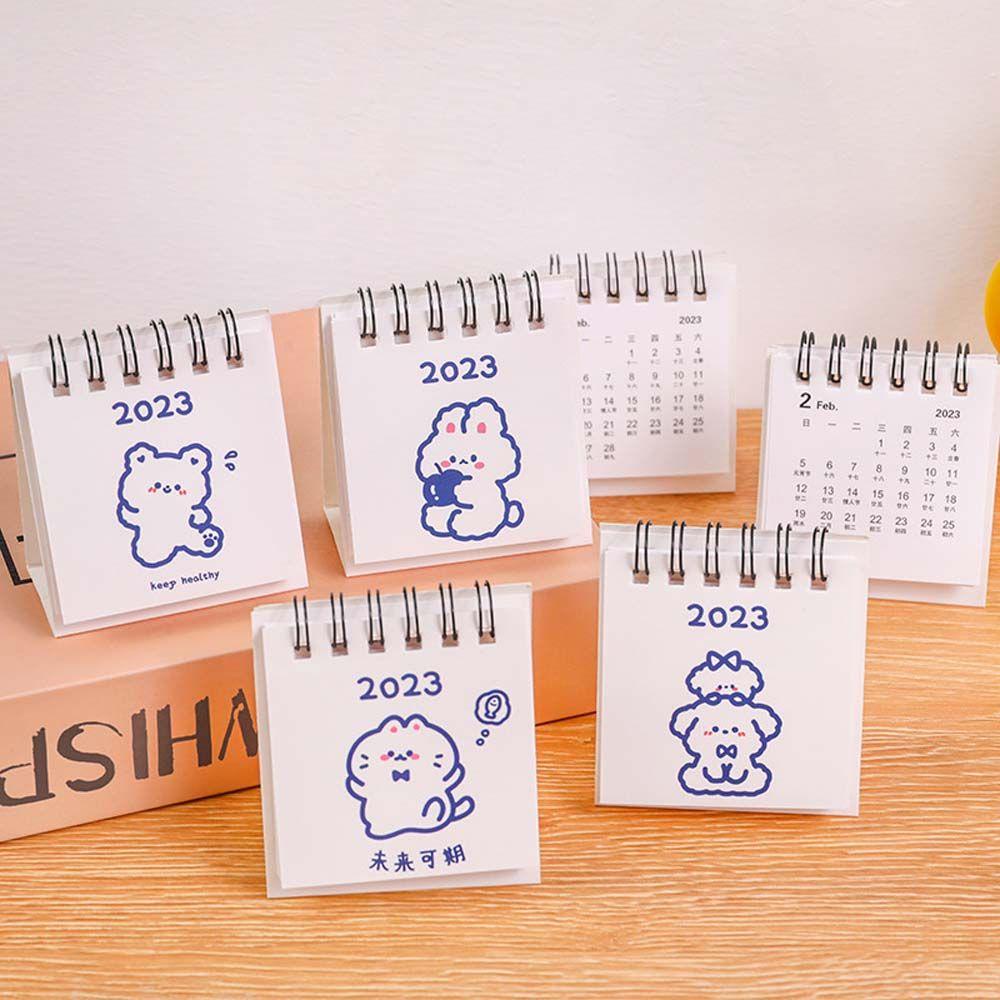 [Elegan] 2023kalender Kelinci Kawaii Weekly Planner Perlengkapan Kantor Jadwal Organizer Desktop Stationery