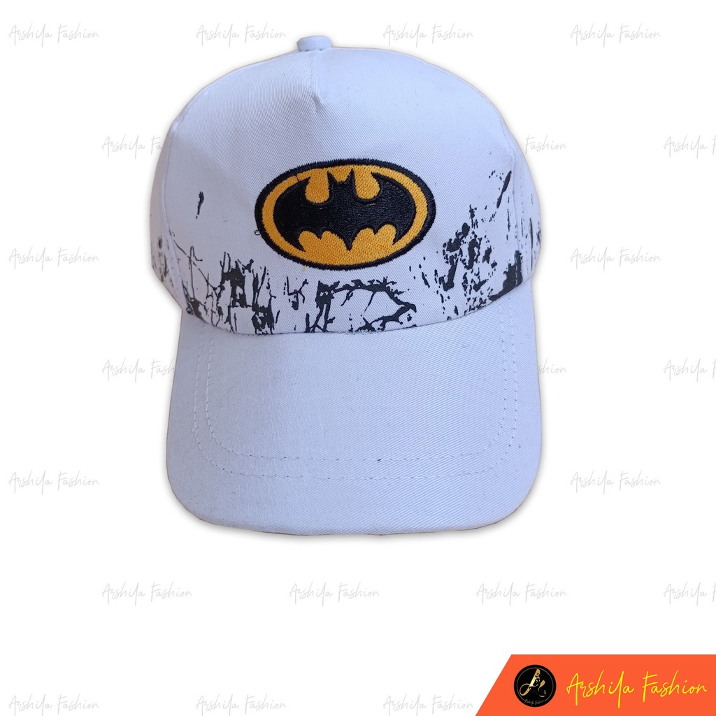 Topi Anak Baseball Betmen Bercak / Topi Terbaru Motif Hero-Putih
