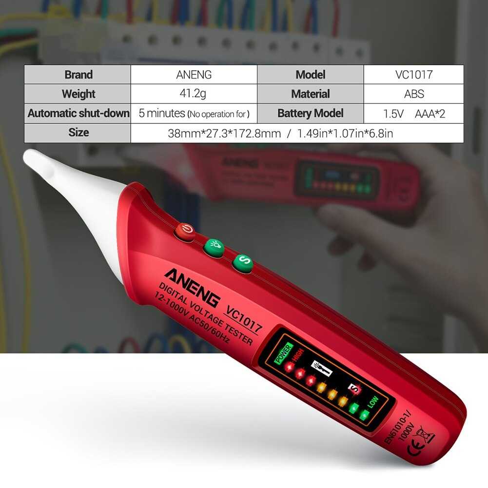 Tester Non Contact AC Voltage Alert Detector 12V-1000V