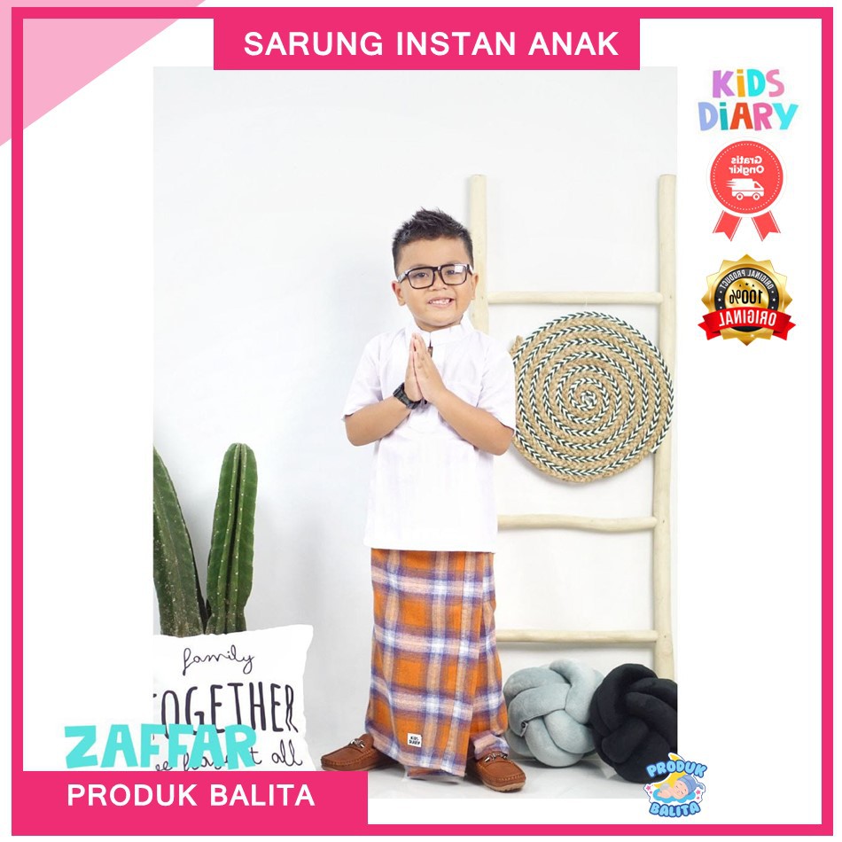 SARUNG INSTAN ANAK LAKI LAKI MOTIF KOTAK KOTAK ZAFFAR SARUNG INSTAN KIDS DIARY