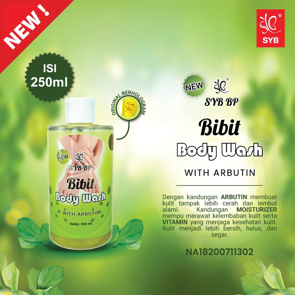 SYB BIBIT PEMUTIH BODY WASH 250ML / SABUN MANDI CAIR BIBIT PEMUTIH