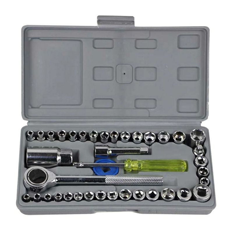 Set 40pcs Kunci Shock Pas Ratchet Wrench Multipurpose Socket Wrench