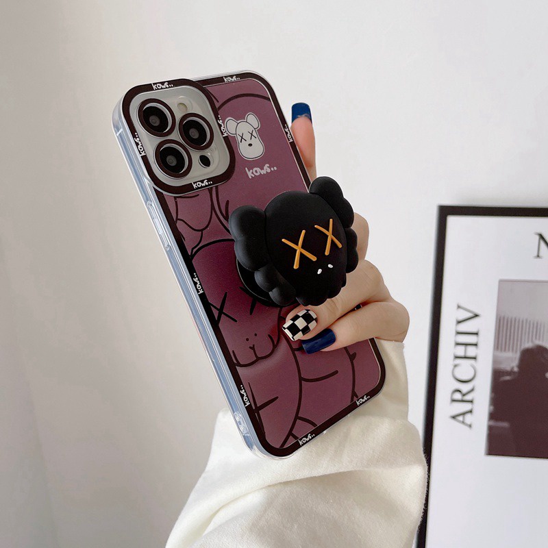 Cool！Violent Bear Popsocket Soft Case iP iPhone 11 12 13 Pro Max 6 6S 7 8 + Plus X XR SE 2020 XS Max Casing