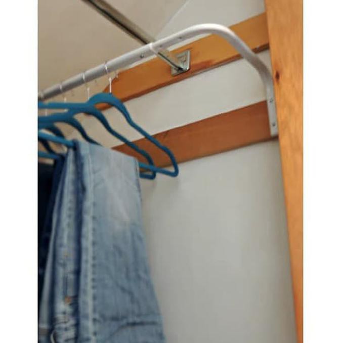 Mulig Batang Rel Rak Gantungan Baju/Handuk Dpt Dipanjangkan, 60-90 Cm