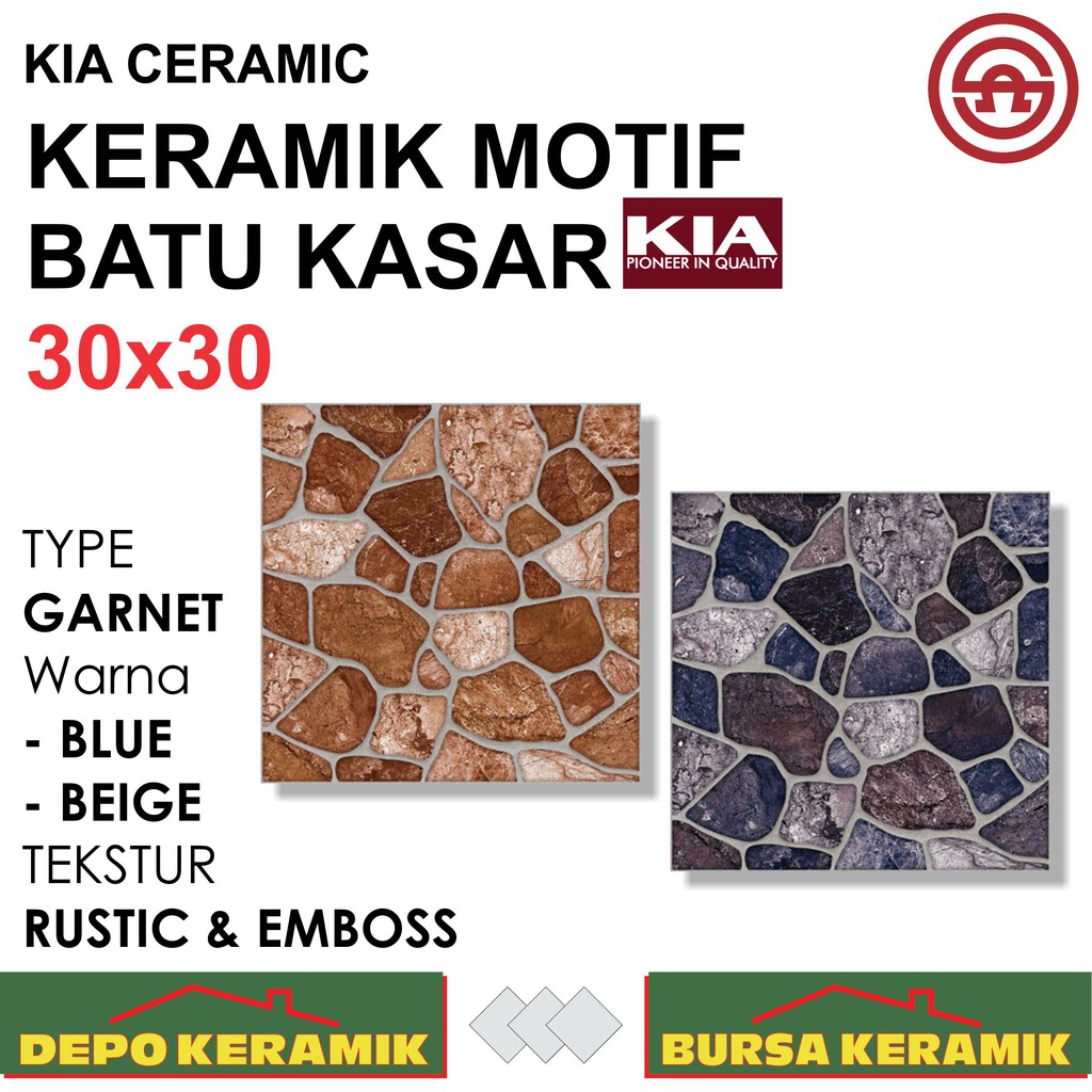 Jual Keramik Lantai Motif Batu 30x30 Garnet Kia Rustic And Emboss Indonesiashopee Indonesia 