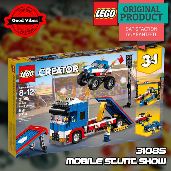 Original LEGO CREATOR 31085 Mobile Stunt Show - Mainan Anak 3in1 Mobil Motor Balap Truk