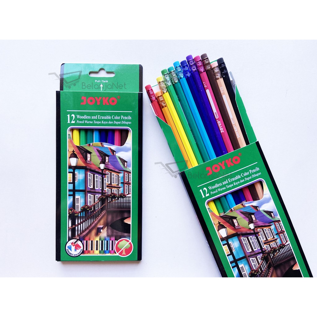 Pensil Warna Dapat Dihapus | Erasable Joyko CP-109 1 SET = 12 Warna