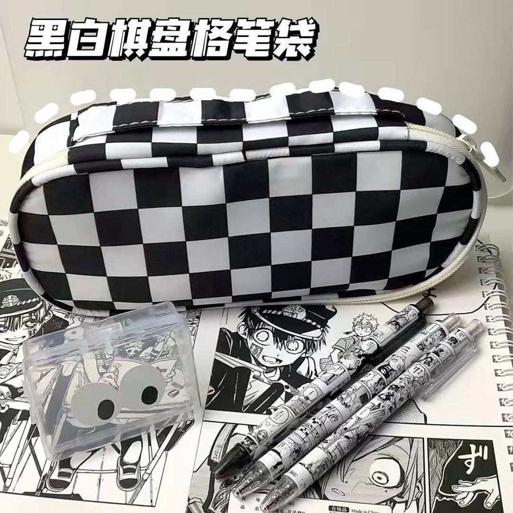 Sera Xiaohongshu Blogger dengan Kotak Pensil Kotak-kotak Yang Sama Sederhana Kotak Pensil Berkapasitas Besar Siswa Sekolah Menengah Pertama Kotak Alat Tulis Kotak Pensil Wanita