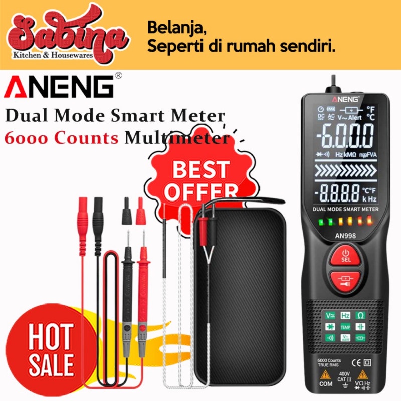 Slim Multimeter Multitester Digital Voltage Tester Pengukur Arus AN9