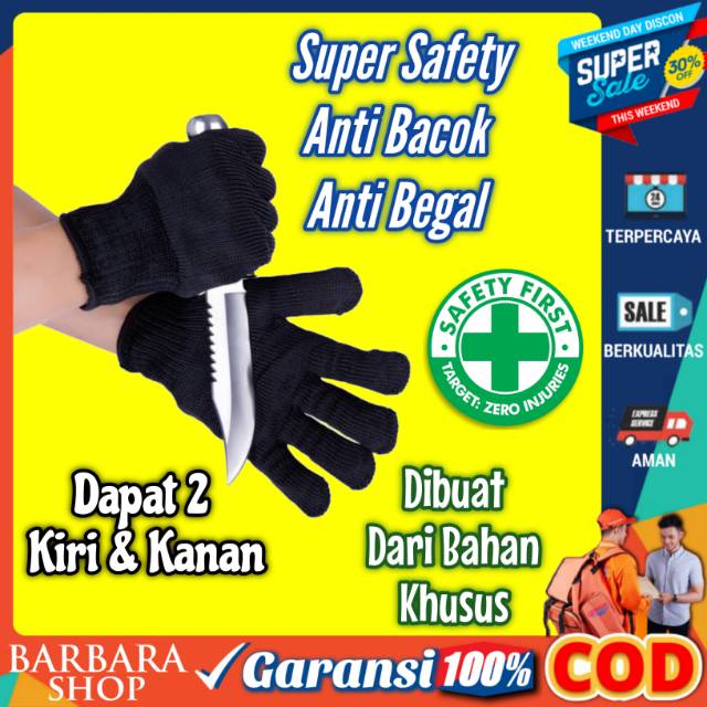 Sarung Tangan Anti Pisau Tajam Anti Bacok Begal Anti Cut / Sarung tangan Safety Glove