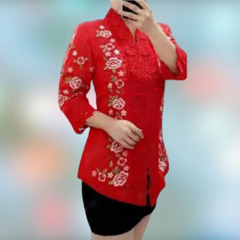 Atasan Kebaya Encim Bordir Senada Modern