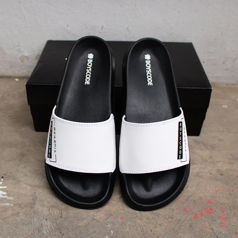 Sendal Slide Pria Distro Boyscode Kanji Japan Original Fullblack / Sendal Selop Slip On Local Pride