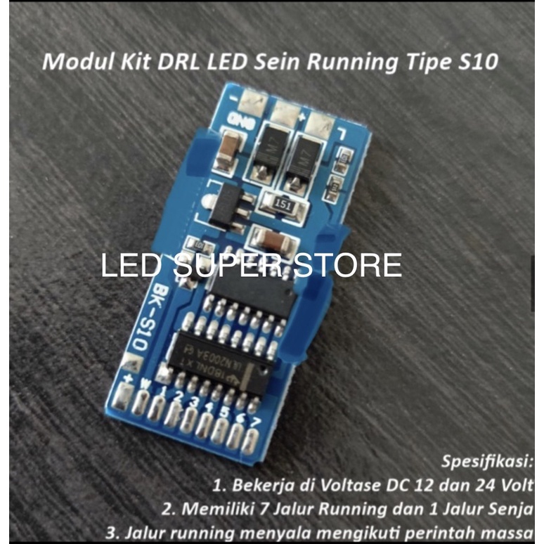 [ 20pc ] PCB Modul Kit DRL LED Tipe S10 Sein Mode Running 7 Jalur DC 12 Volt dan 24