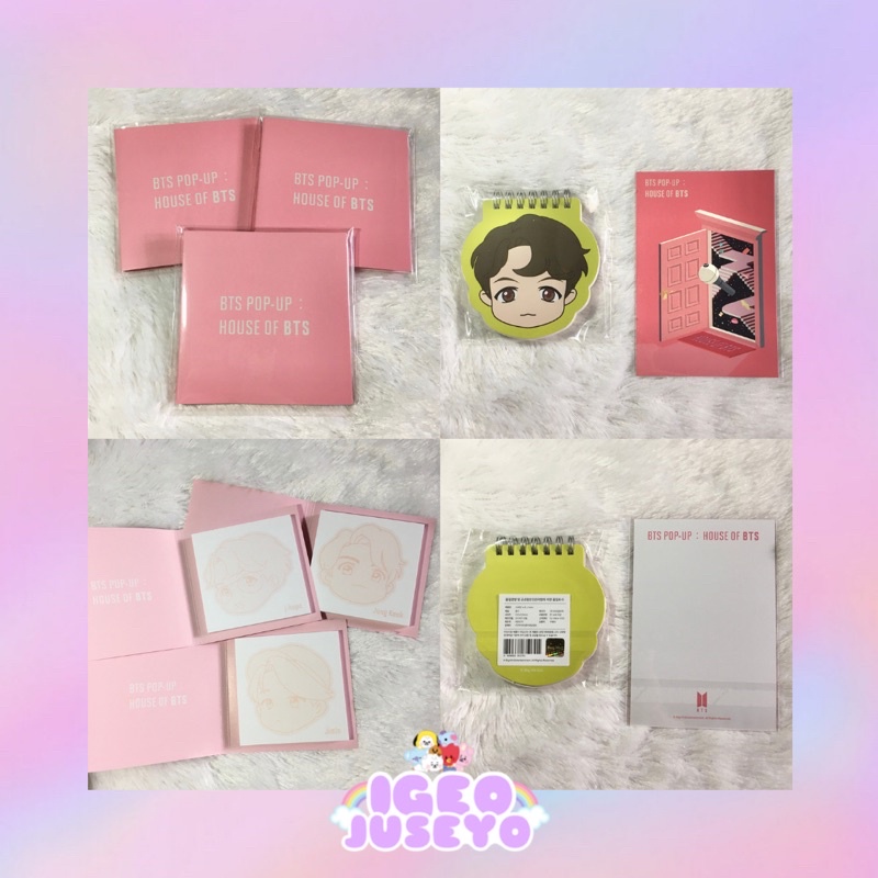 [SHARING] BTS Lucky Box : Pop Up House of BTS Memopad Jhope Jimin Jungkook, Notepad Jhope + Postcard