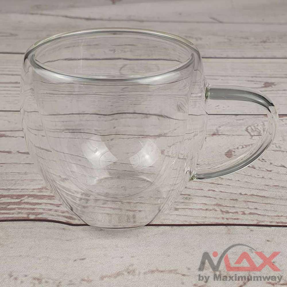 Cangkir Mug Kopi Dinding Ganda Anti tangan melepuh Anti Panas Double-Wall Glass Round 160ml cangkir beling kaca bening Glass Coffee Cup High Borosilicate with Hand Espresso Glass Cup Cup Hot Milk Cup Glassware Drinkware Tumbler Cups