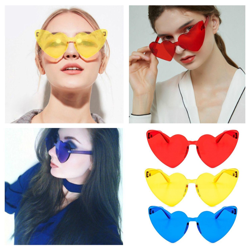 Lily Heart Sunglasses Cosplay Tanpa Bingkai Pesta Tebal Wanita Shades