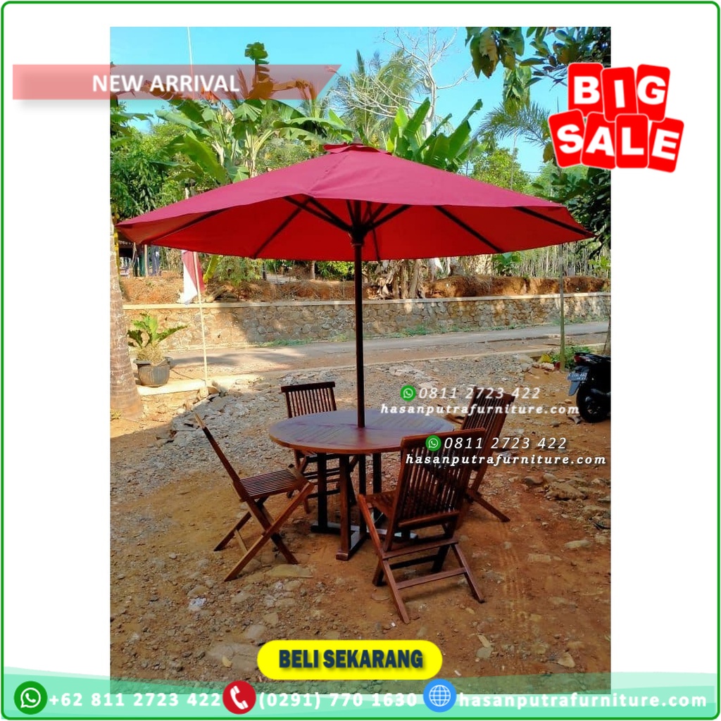 Meja Payung Jati Kursi Meja Payung Taman, Kursi Meja Tenda Payung