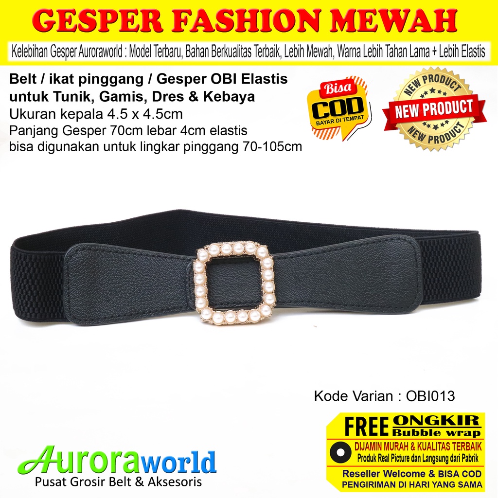 AURORAWORLD ikat pinggang wanita premium belt elastis wanita obi belt karet gesper kebaya sabuk mewah korea untuk dress tunik gamis bisa cod