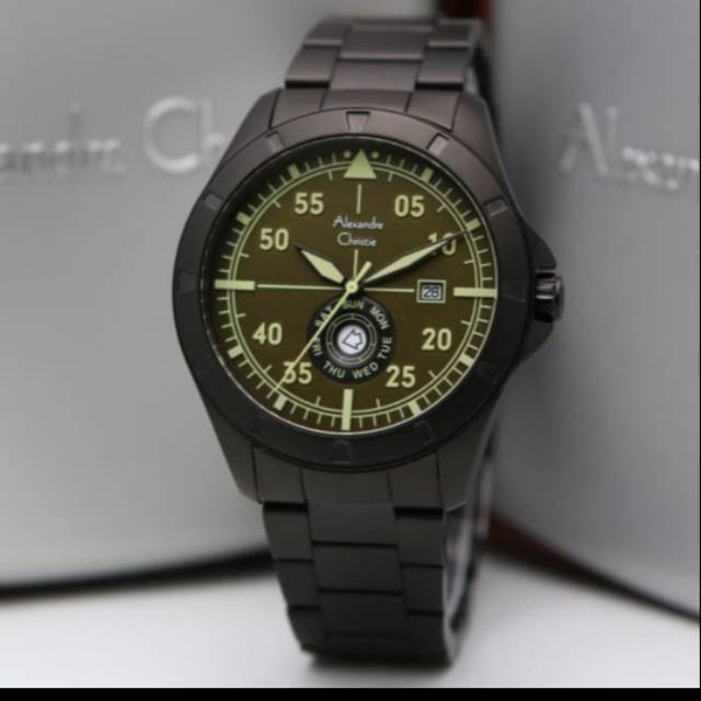 ALEXANDRE CHRISTIE PRIA AC 6537 ME ORIGINAL ( BLACK GREEN DIAL )