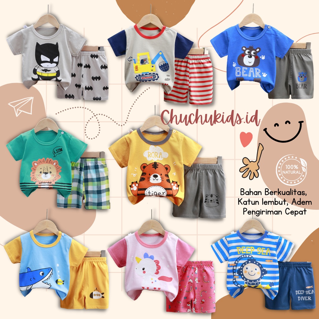 Baju Setelan Anak Kaos Lengan pendek Celana pendek baju bayi laki laki baju bayi perempuan stelan bayi stelan anak 0-4 tahun setelan bayi stelan bayi laki laki DZ