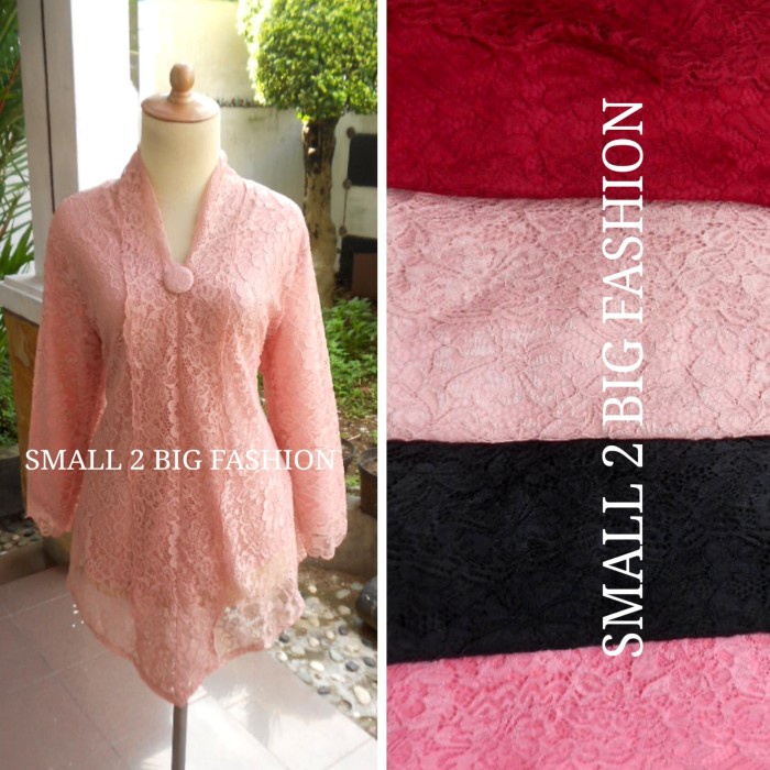 [COD] blus atasan kebaya big brokat brukat pink salem merah hitam salmon