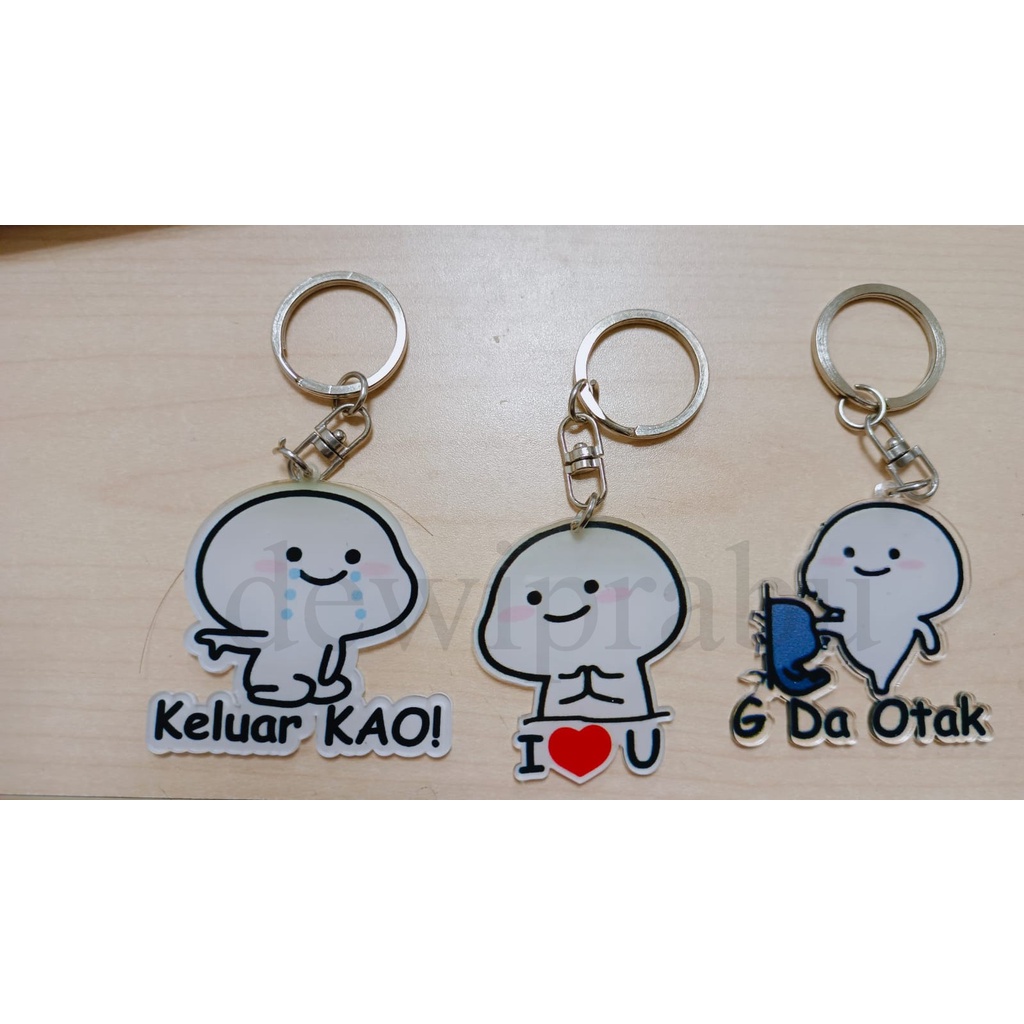 Gantungan Kunci Ganci QUBY PENTOL Akrilik Custom Kata Lucu Imut Unik UV PRINT Unyu Estetik