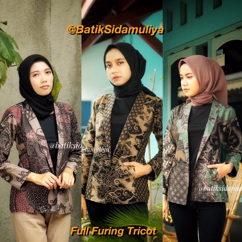 Blazer Batik Wanita Atasan Batik Blouse Jaz Outer Kantor Premium Eksklusif By Batik Sidamuliya 2