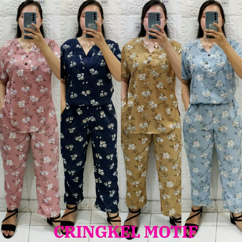 CNC - Stelan Celana Panjang Cringkel Motif 002 Standar Dan Jumbo