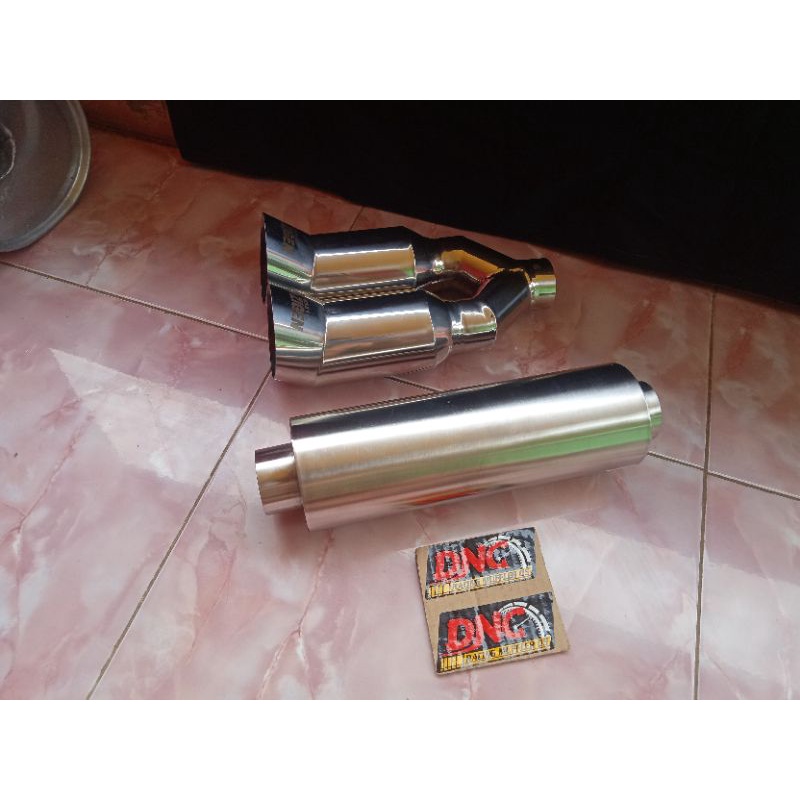 SATU PAKET KNALPOT 5ZIGEN DAN RESONATOR FUL STENLIS
