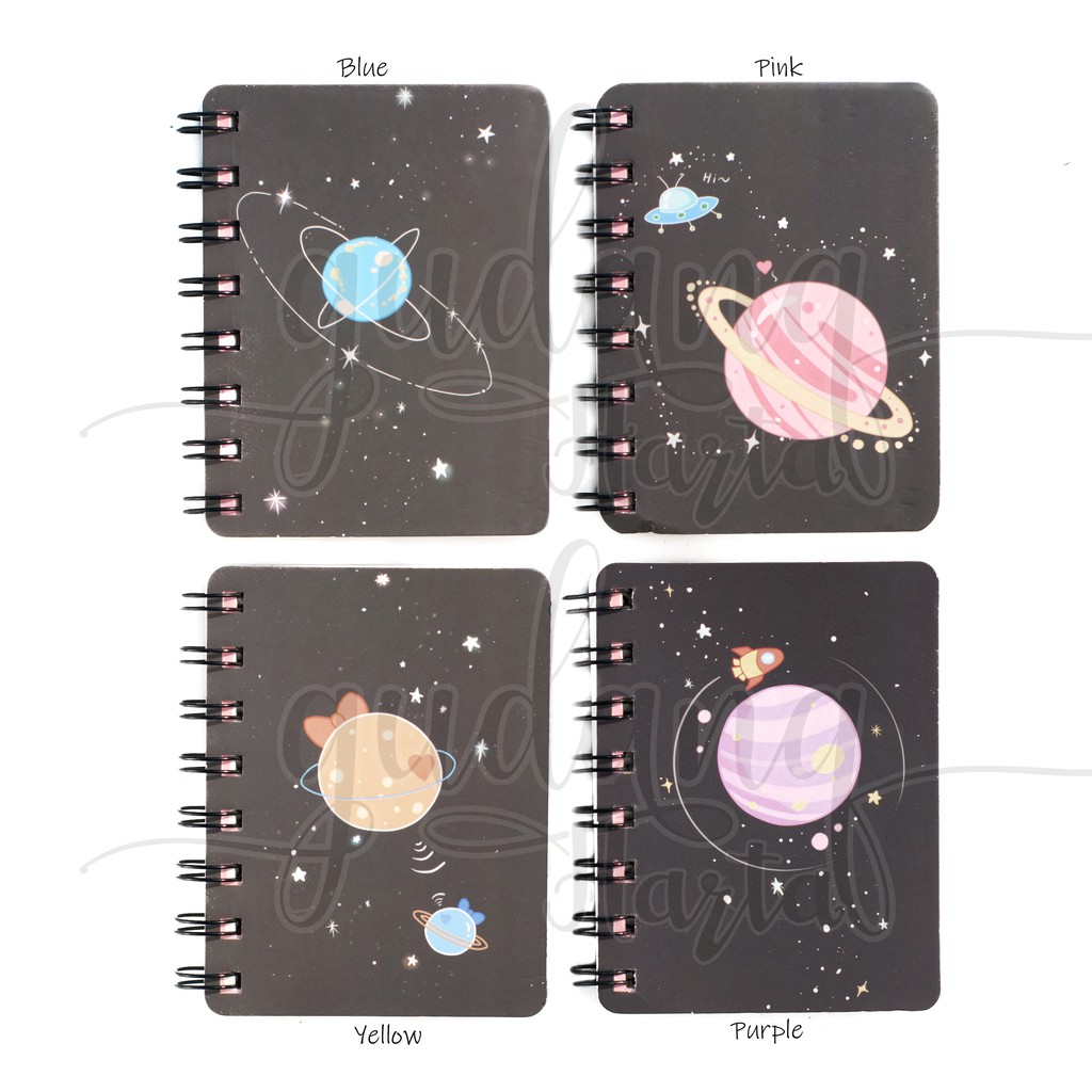 Notebook Mini Spiral Planet Hitam Notepad Angkasa Lucu Buku Tulis GH 308502