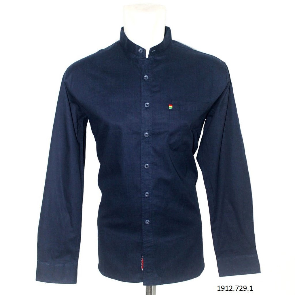 

Dancus - Kemeja Kerah Shanghai / Kemeja Lebaran / Kemeja Koko Polos Pria Warna Navy