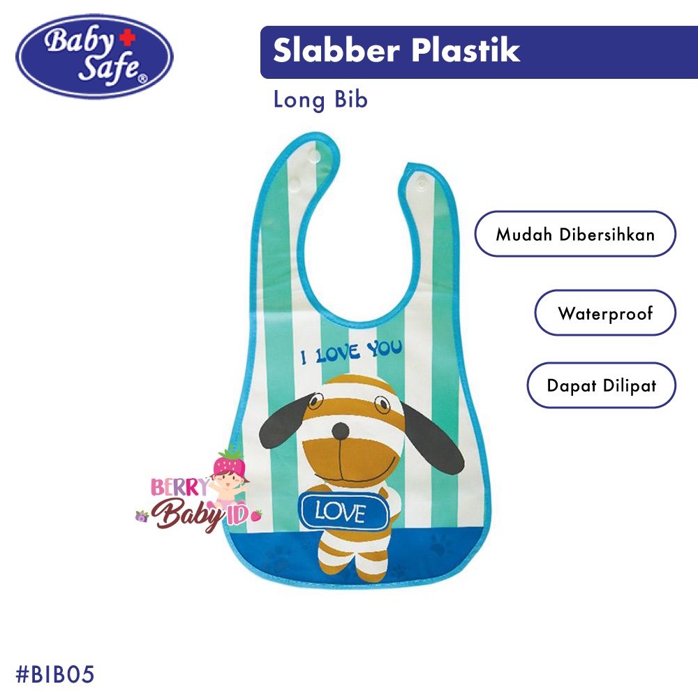 Baby Safe Waterproof Long Bib Slabber Plastik Celemek Makan Bayi BIB05 BBS078 Berry Mart