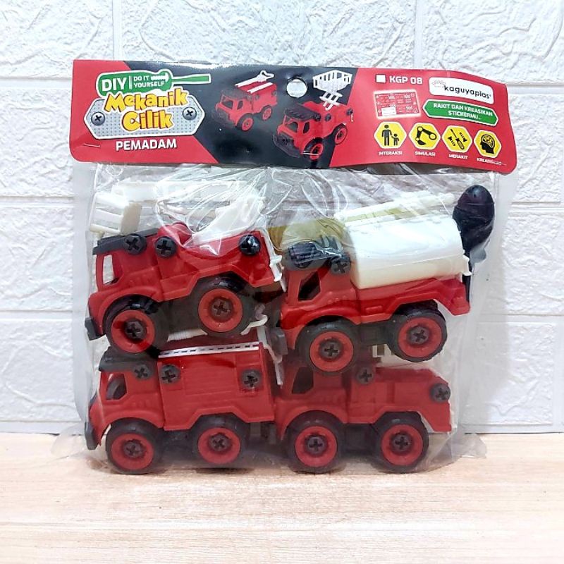 Mainan DIY Set Truk Pemadam Kebakaran - Miniatur Mobil Truck Anak Laki Cowok