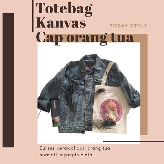 Totebag canvas cap anggur orang tua