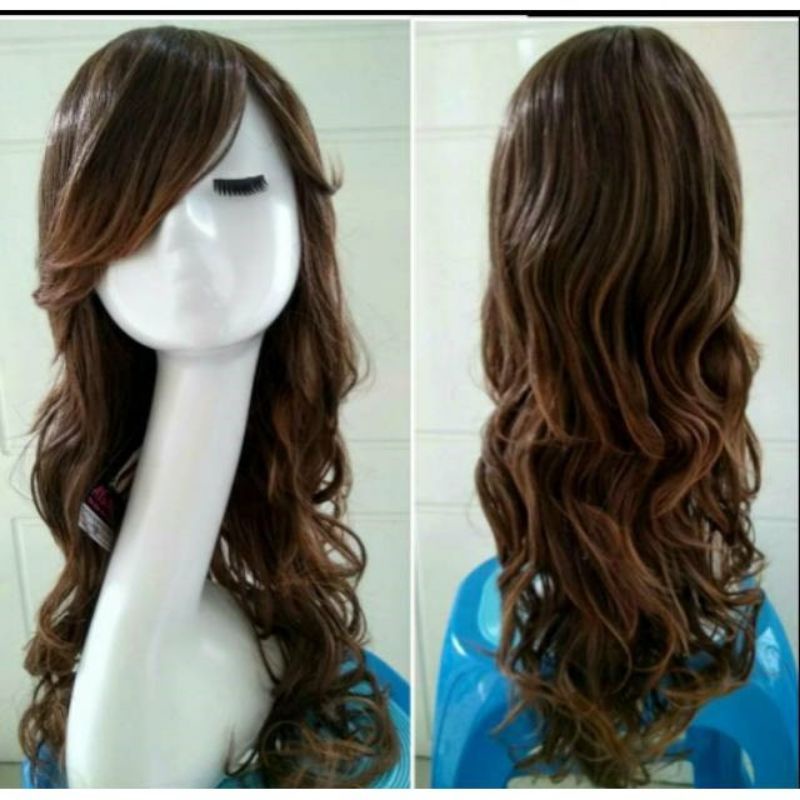 Wig Curly Panjang HV-04 / Rambut Bahan Bagus Halus Lembut Bisa Dicuci Dicatok / Rambut Palsu Wanita 