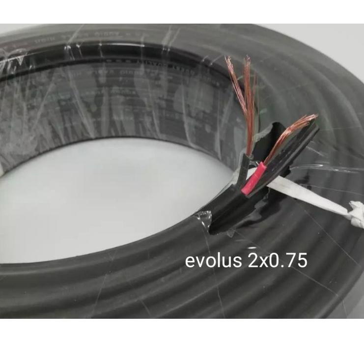 art9q4Pe--Kabel Listrik/Audio Serabut HYO Evolus 2x0.75 (25Meter) Hitam