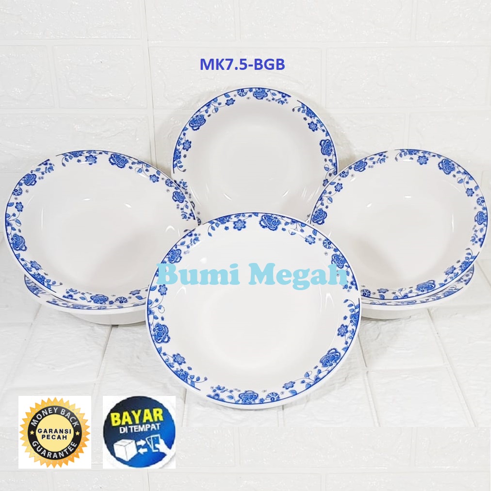 Mangkok Keramik/Mangkok makan keramik 7.5inch motif bunga biru (1 Pcs)Bitceramic
