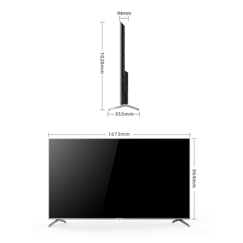 【Beli TV Gratis TV】Google TV Changhong 75 Inch 4K  UHD Smart Digital LED TV-Google Assistant-UHD-Wifi-Netflix (Model: U75F8T Pro)