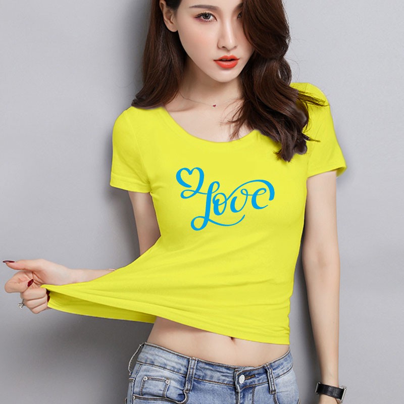 YOURSTYLE1119 - KAOS WANITA ONECK love blue sign/ KAOS TERLARIS / KAOS ONECK