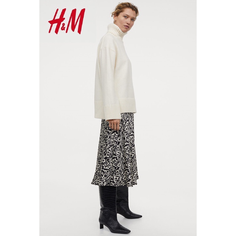 H&M Rok Wanita Calf-Length Skirt Viscose Rayon Casual Patterened Original-1