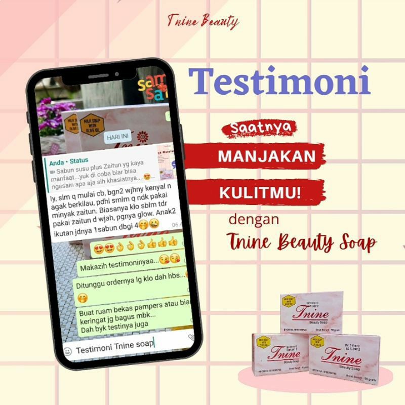 Sabun Susu Plus Zaitun Tnine Soap untuk Perawatan Tubuh dan Kecantikan Wajah untuk semua jenis kulit