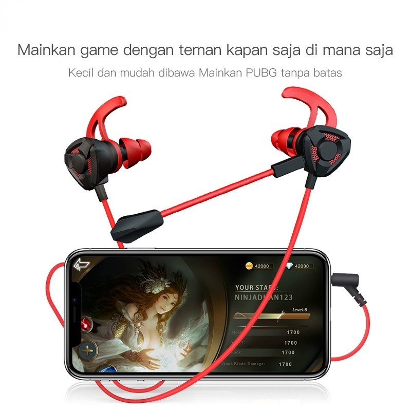 Gaming Headset Earphone With Microphone Volume Control PC Gamer Earphones