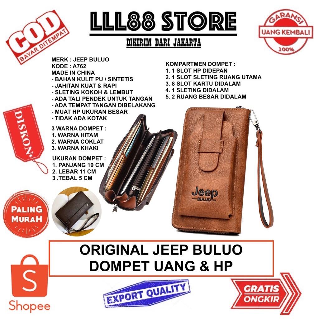 ORIGINAL JEEP BULUO A762 DOMPET UANG DAN HP UKURAN BESAR - LLL88 Store