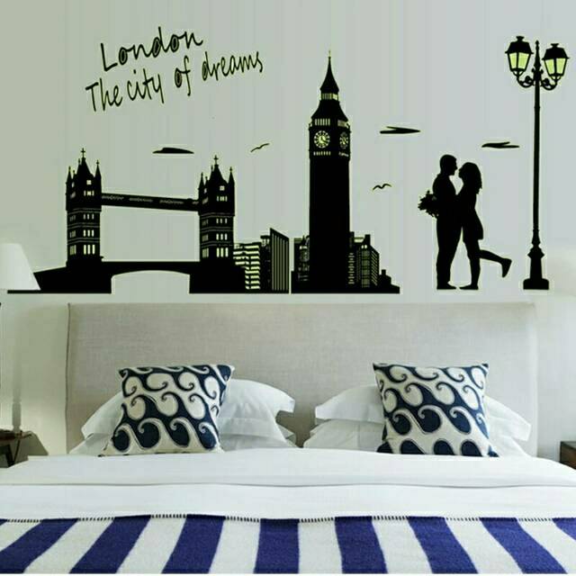 RELIZA WALL STICKER LONDON THE CITY GLOW IN THE DARK BRIDGE ABQ9603 STIKER DINDING