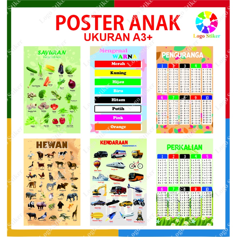 

( LAMINASI ) Poster anak, Poster edukasi, poster edukasi pengenalan huruf dan berhitung