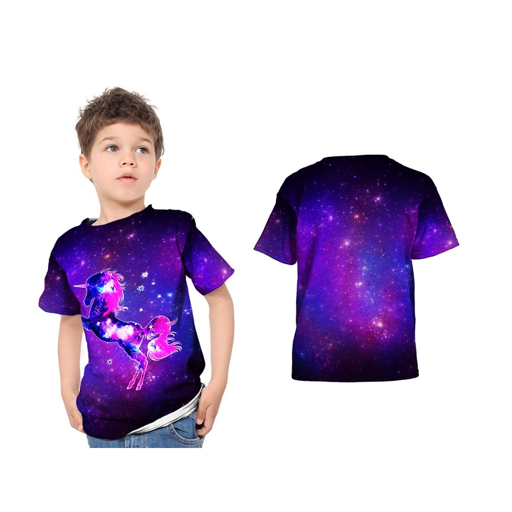 [TiniShop] Kaos Karakter Anak / Kaos Anak UNICORN GALAXY 3D FullPrint - 301