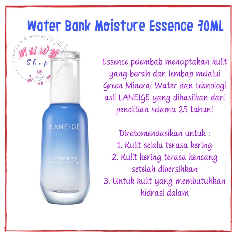 Laneige Water Bank Blue Hyaluronic Serum /  Waterbank Moisture  Essence